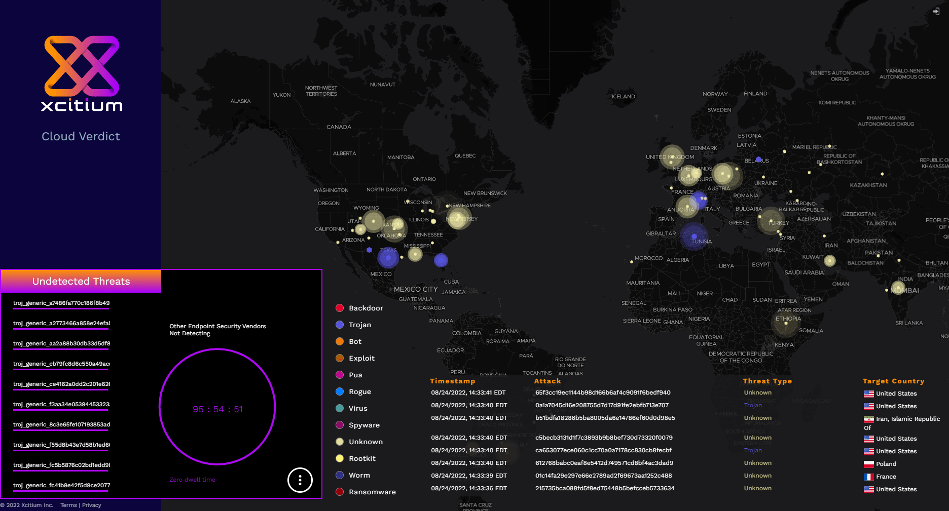 Xcitium 4 Xcitium threatmap Cloud verdict