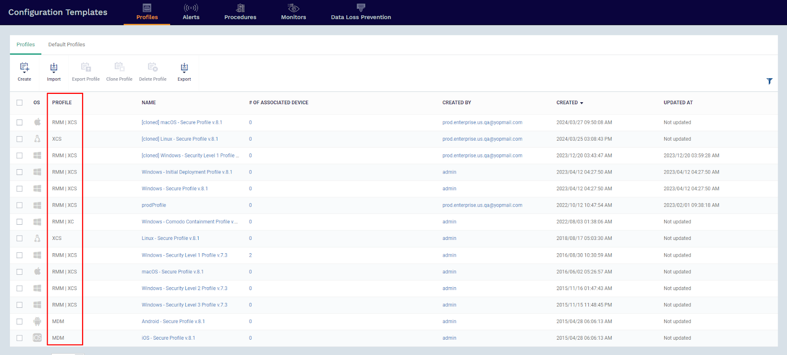 Profiles View